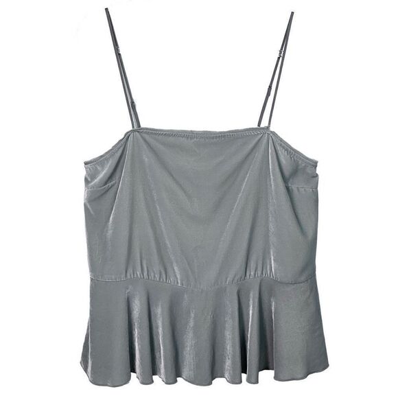Free People Gray Velvet Easy Swing Peplum Camisole Medium - Picture 7 of 7